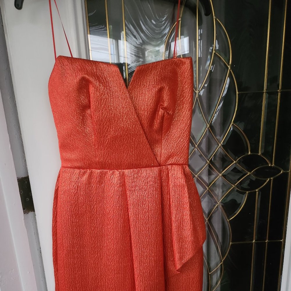 Orange Strapless Sparkle Cocktail Dress. Like new. size 6 ERIN by Erin Fethersto